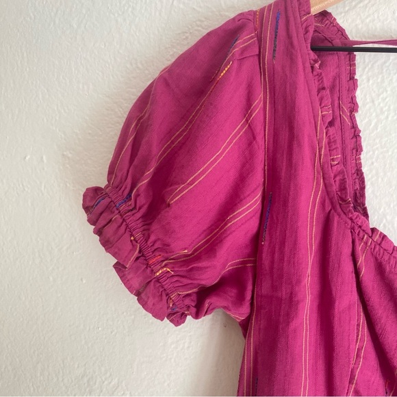 Free People Magenta Puff Sleeve Blouse - Picture 2 of 4